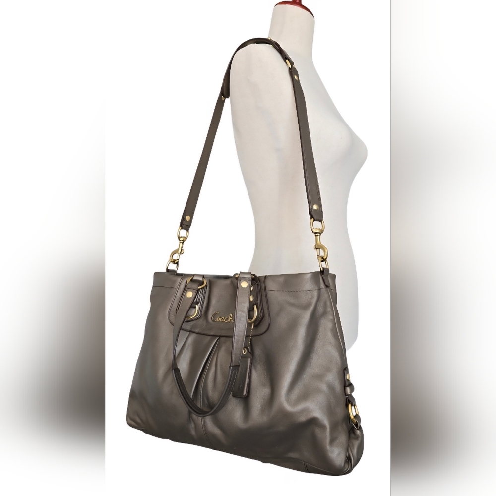 Coach Ashley Leather Satchel F15513 Shoulder Bag Metallic Bronze EUC - Picture 6 of 14